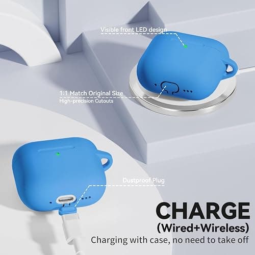 for AirPods 4 Case, TNSNK Silicone AirPod 4 Case Cover Compatible with Apple Airpods 4th Gen, Shockproof Protective Cases for Women Girly with Cleaner Kit and Keychain, Front LED Visible thumbnail 7