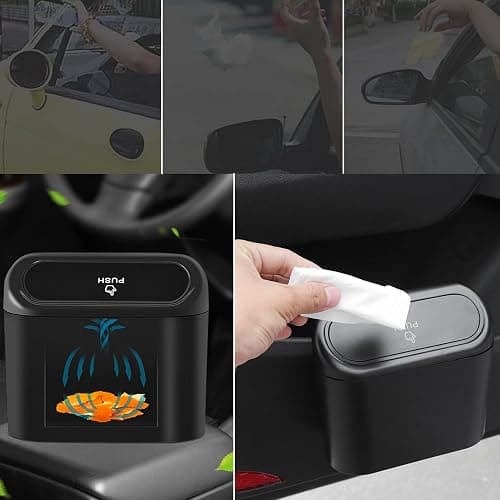 SGLRT Car Trash Can Bin with Lid - 2 Packs Universal Black Vehicle Mini Leakproof Garbage Can Bin with 40pcs Trash Bags Car Organizers and Storage for Front Back Seat Accessories for Auto Office Home thumbnail 3