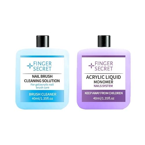 Finger Secret 40ml Acrylic Monomer Liquid, Nail Acrylic Liquid with 40ml Nail Brush Cleaning Solution Nail Brush Cleaner for Acrylic Powder Acrylic Nail kit - Image 1