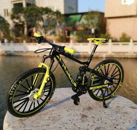 YEIBOBO ! Alloy Mini Downhill Mountain Bike Toy, Die-cast BMX Finger Bike Model for Collections (Black/Green) thumbnail 4