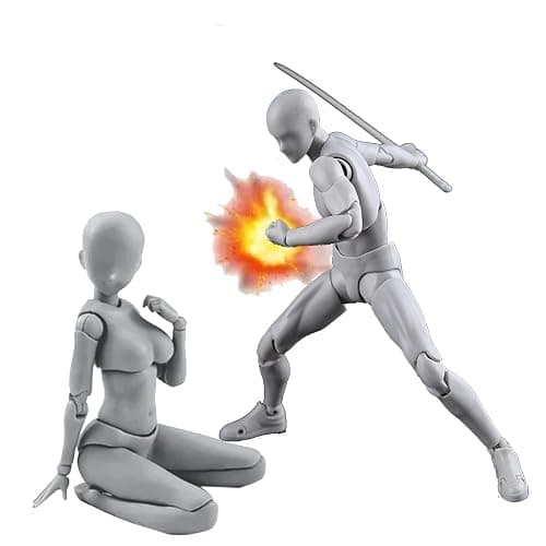 gnallang Action Figures PVC Model (Grey Color) with Box Drawing Figure Models for Artists(Female+Male) - Image 1