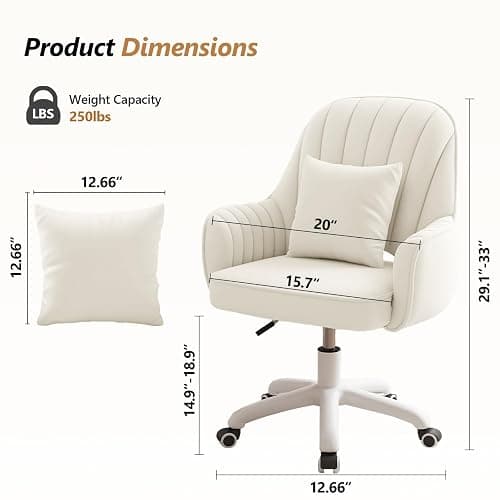 WXJHL Home Office Chair Velvet Vanity Chairs Cute Makeup Desk Chair with Wheels Mid Back Computer Chairs Height Adjustable Small Swivel Rolling Task Chair thumbnail 2
