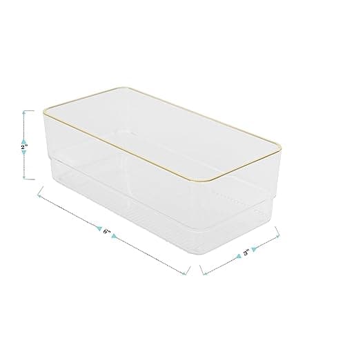 Martha Stewart Kerry Plastic Stackable Office Desk Drawer Organizers, 6" x 3", 6 Pack, with Gold Trim - 6" x 3" thumbnail 3
