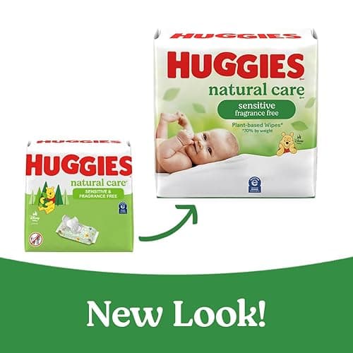 Huggies Natural Care Sensitive Baby Wipes, Unscented, Hypoallergenic, 99% Purified Water, 12 Flip-Top Packs (768 Wipes Total), Packaging May Vary thumbnail 3
