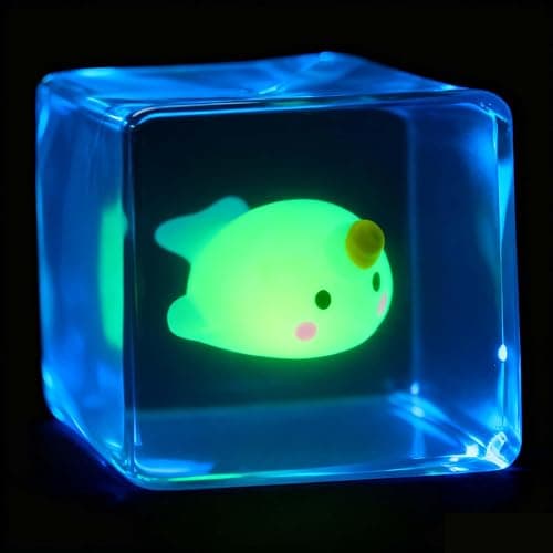 Cube Fidget Toy with Maltose Filling - Glow-in-The-Dark Unicorn Whale Inside, Squishy Sensory Toy, Stress Relief Toy for Halloween, Christmas & Birthday Gift thumbnail 3