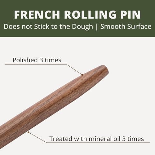 Muso Wood Decorative French Rolling Pins for Baking,Wooden Rolling Pin,Pastry Pizza Dough Roller (Walnut 15-3/4 Inch) thumbnail 4