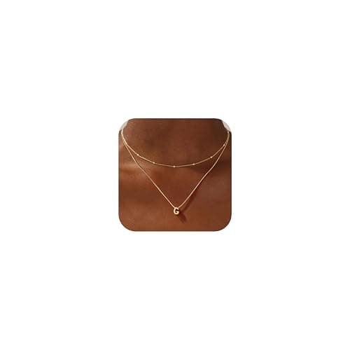 JIAOGE Christmas Gifts for Women Girls - Gold/Silver Bubble Pendent Layered Initial Necklaces for Women Dainty Gold Necklace for Women Beaded Box Chain Choker Letter Necklace Gold Jewelry for Women thumbnail 2