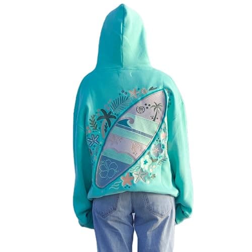 Cute Hoodies for Teen Girls Floral Embroidered Patchwork Hoodie Y2k Oversized Pullover Sweatshirt Preppy Streetwear - Image 1