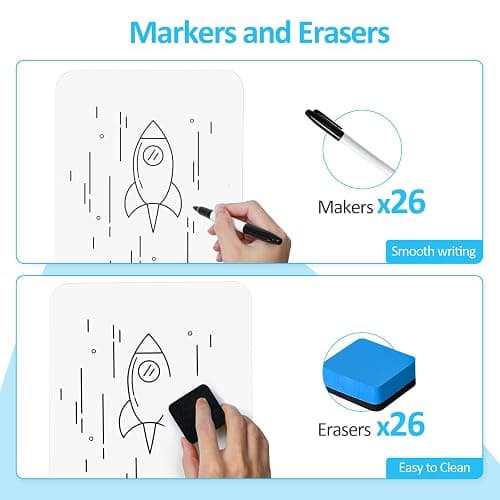 Dry Erase LapBoards, PANDRI 26 Pack Double Sided 12.5 x 9 Inch Whiteboards with 26 Erasers and 26 Markers, Dry Erase Boards for Kids Students Classroom Teacher Supplies - 26 PACK thumbnail 4