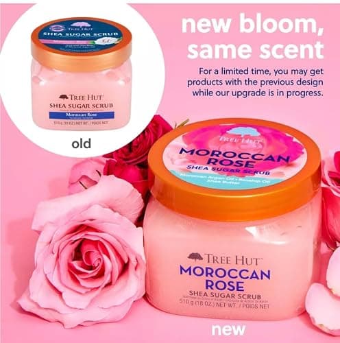 Tree Hut Moroccan Rose Shea Sugar Scrub, Exfoliating & Hydrating Body Scrub with Shea Butter & Essential Oils, Smooth & Soften Skin, Holiday Gift & Stocking Stuffer, 18 oz thumbnail 7