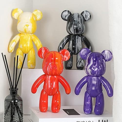 HANDA DIY Painting Fluid Bear Teddy Bear Violent Bear Gloomy Bear Painting Kit Set Creative Home Decorations Handmade Doll Figurine Toys Gift for Birthday Valentines (9.05 inch, Bear Mold) thumbnail 9