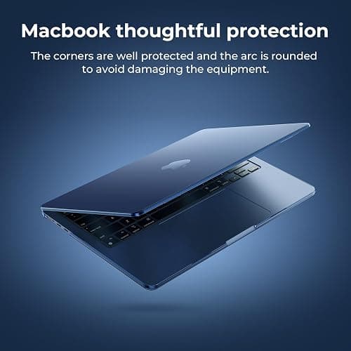 EooCoo Case Compatible with MacBook Air 15 inch M4 2025 2024 2023 Release A3241 M3 A3114 M2 A2941 Liquid Retina Display, Plastic Hard Shell Case + Keyboard Cover + Screen Protector, Crystal Midnight thumbnail 6