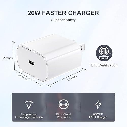 iPhone Fast Charger,Type C Wall Charger Block Plug and 10ft USB C to Lightning Charging Cable Cord Long,Power Adapter Cube Brick Box for Apple iPhone 14 Pro Max/14 Plus/14/13/12 Mini/11/XS Max/XR/iPad thumbnail 4