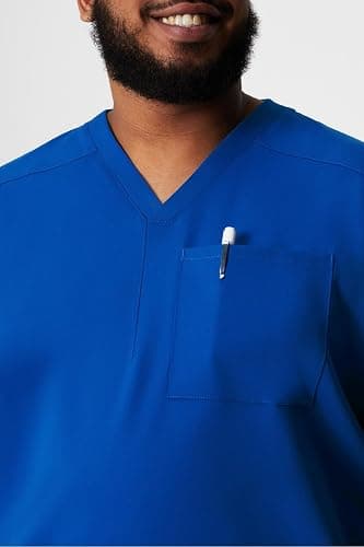 Fabletics Men's Helix 1-Pocket Scrub Top - MotionTech, Wrinkle-Resist, Chest Pocket, Anti-Shrink, Semi-Slim Fit thumbnail 4