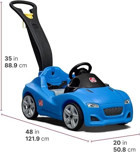 Step2 Whisper Ride Cruiser Kids Push Car, Ride On Toy, Stroller Substitute, Includes Seat Belt & Horn, Made of Durable Plastic, Max Weight 50 lbs., For Toddlers 1.5-4 Years Old, Blue thumbnail 3