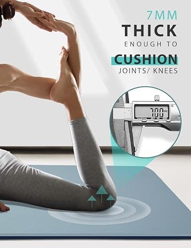 Yoga Mat Double-Sided Non Slip, 72'' x 32'' x 7mm - Extra Wide & Thick Yoga Mat for Women Men Kids, Professional TPE Yoga Mats for Home Workout, Yoga, Pilates and Floor Exercise, with Carrier Strap thumbnail 3