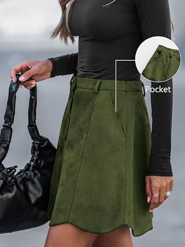 CUPSHE Women Skirt Buttons Pocket Mini Skirts High Waist Petal Hem A-line Casual Fall Winter Vacation thumbnail 5