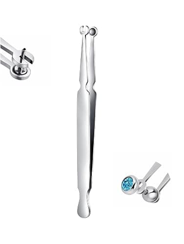 GEMQUEEN Piercing Taper Ball Grabber Tool for Changing Jewelry - 14G 16G 18G 20G Stainless Steel Flat Back Earrings Applicator Tool Threadless Insertion Pin Thread Body Piercing Kit for Ear Nose Lip - Image 1