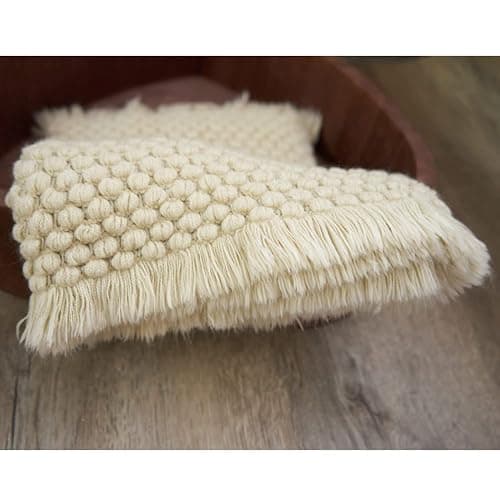 Zeroest Baby Photography Props Basket Braid Wool Wrap Newborn Photo Shoot Baskets Filler Posing Stuffer Background Blanket (Beige) thumbnail 8