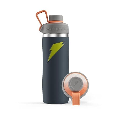 Gatorade 'Overtime' 22oz Stainless Steel Water Bottle, Twist Cap, Grey/Neon Yellow - Image 1