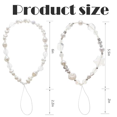 CMVFYL Beaded Camera Wrist Strap, Cute Phone Charms Strap, Pearl Bracelet Wrist Strap, Phone Keychain Decoration for Wallet thumbnail 7