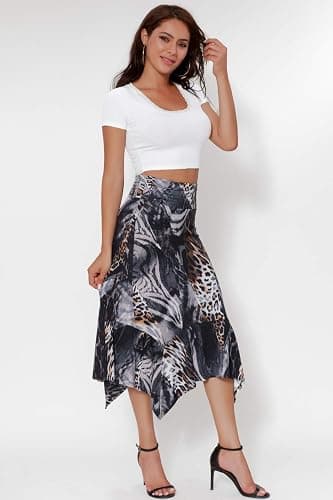 DJT Women's Flowy Handkerchief Hemline Midi Skirt thumbnail 2