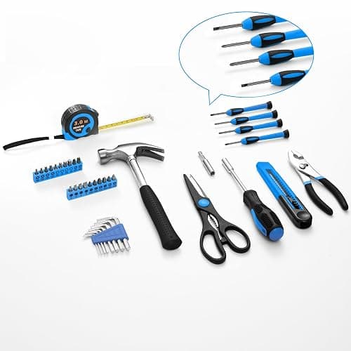 39 Piece Basic Home Tool Set Household Tool Set General Repair Small Hand Tool Kit in Toolbox Storage Case for Home Garage Office College Dormitory Use, Blue - Blue thumbnail 2