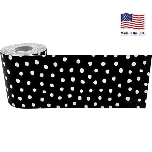 Teacher Created Resources White Painted Dots on Black Straight Rolled Border Trim (TCR8911) thumbnail 4