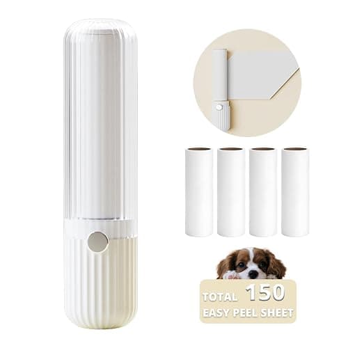 Sgdazo Compact Lint Roller with 150 Sheets - Portable Pet Hair Remover for Clothes, Furniture, and Travel Essentials Household Use, 1 Handle+5 Roller Refills (White) - Image 1