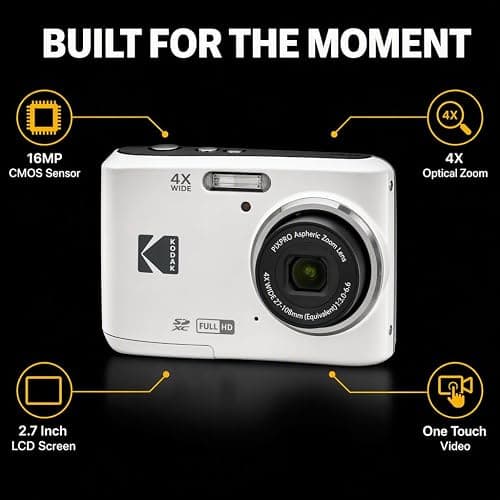 Kodak PIXPRO FZ45 Digital Camera Black, 16MP Point & Shoot with 4X Optical Zoom, 27mm Wide Angle, 2.7 Inch LCD, 1080p Video Bundle with Tudak Compatible Camera Case 32GB SD Card, & Microfiber Cloth thumbnail 5