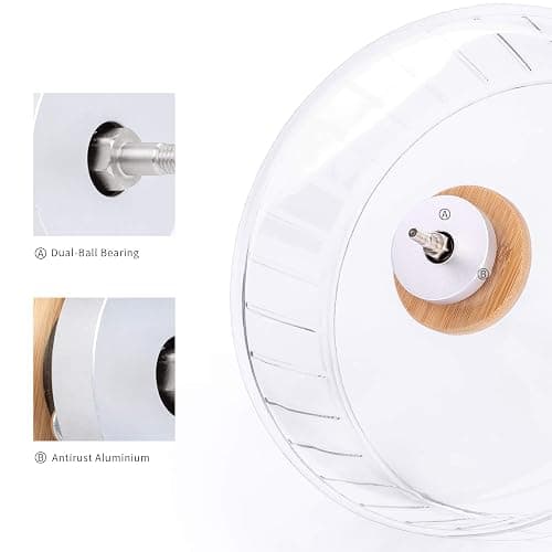 Niteangel Super-Silent Hamster Exercise Wheels - Quiet Spinner Hamster Running Wheels with Adjustable Stand for Dwarf Syrian Hamsters Gerbils Mice Or Other Small Animals (Transparent, Medium) thumbnail 7