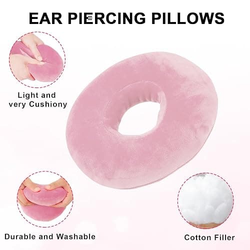 Piercing Pillow for Side Sleepers, Soft and Comfortable Donut Pillow, CNH Pillow Ear Pillows with Holes for Ear Pain, Piercing, Pain Relief Sleeping, Pressure Sore, Ear Pressure Relief (Light Pink) thumbnail 3