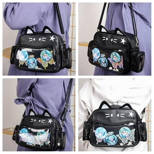 Cat Ita Bag Pin Display Kawaii Backpack for School PU Shoulder Crossbody Bag for Girls Y2k Purse with Insert thumbnail 2
