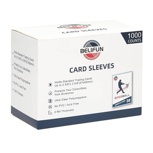 1000ct Soft Trading Card Sleeves - Clear Penny Sleeves, Toploaders for Trading Cards, Card Protector Sleeves for Standard Cards, Baseball Cards, Sports Cards, Game Cards, MTG, Football Cards - Image 1