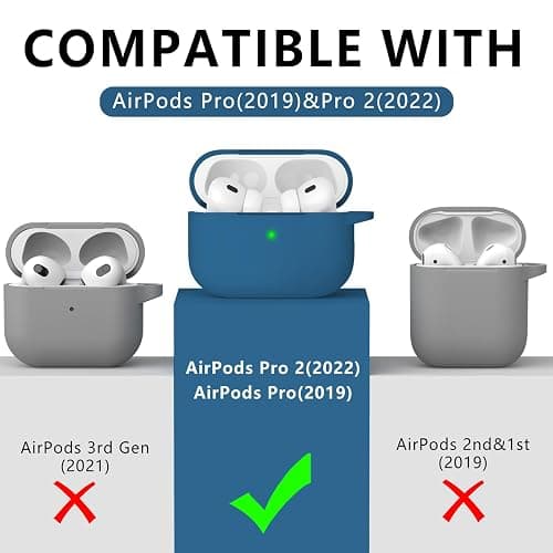 Ljusmicker for AirPods Pro Case Cover with Cleaner Kit,Silicone Protective Cases for Apple AirPod Pro 2nd/1st Generation Case for Women Men,AirPods Pro 2 Case Accessories with Keychain-Cobalt Blue thumbnail 7