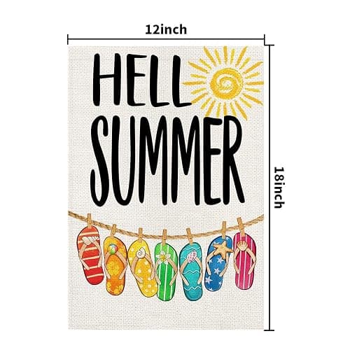 Hello Summer Beach Flip-flop Garden Flags for Outside 12x18 Inch Double Sided Burlap, Sunshine Welcome Sign Small Flag Farmhouse Holiday Yard Lawn Outdoor Decorations DF765 thumbnail 3