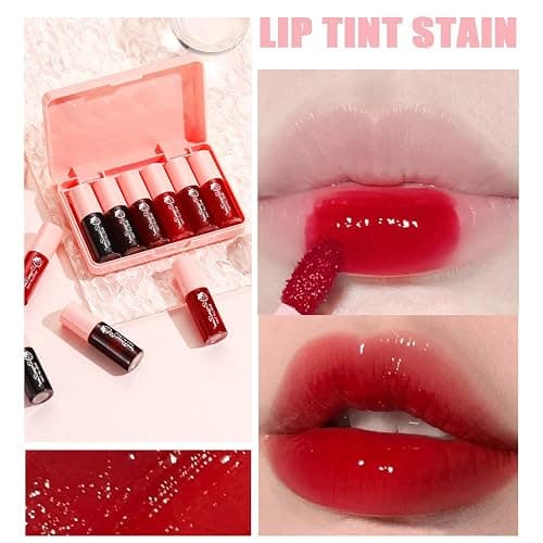 6 Colors Lip Tint Stain Set, Korean Velvet Watery Lip Stain Moisturizing Mini Liquid Lipstick, Multi-use Lip and Cheek Tint, Long lasting Non-Stick Cup Waterproof, Lip Color Makeup thumbnail 2