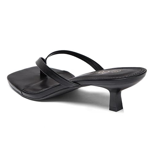 Gorfen Women's Kitten Heel Sandals Square Toe Slip on Flip Flop Heels 2 Inch Thong Sandals Party Dress Heeled Sandals thumbnail 9