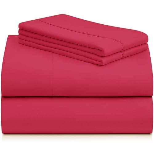 LuxClub Full Size Sheets, Deep Pocket Full Sheets Set 4PC, Soft Cooling Sheets for Full Sized Bed, Breathable Hotel Luxury Bedding Wrinkle Free, Silky Fitted Sheet & Pillowcase Sets, Lemon Yellow thumbnail 8