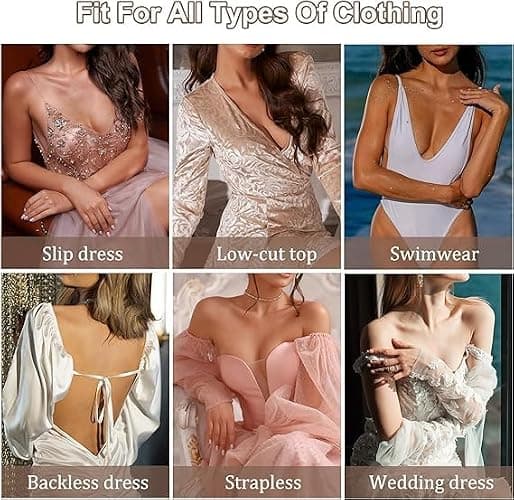 AMFLOWER Adhesive Bra Invisible Push Up Sticky Bra, Strapless Self-Adhesive Bra with Nipple Covers Soft Reusable Silicone Bra - Image 1
