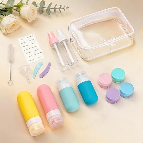 Tonater 17 Pack Travel Bottles for Toiletries, TSA Approved Leak Proof Silicone Travel Containers for Toiletries with Label-Dopamine Color thumbnail 5