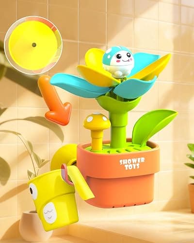 Bath Toys for Kids Ages 1-3: Flower Set with Watering Cup, Toddler Interactive Bath Toys with Strong Suction Cup, Attach to Any Tub or Shower Fun for Bath Time - Great for Boys, Girls Shower Gifts thumbnail 2