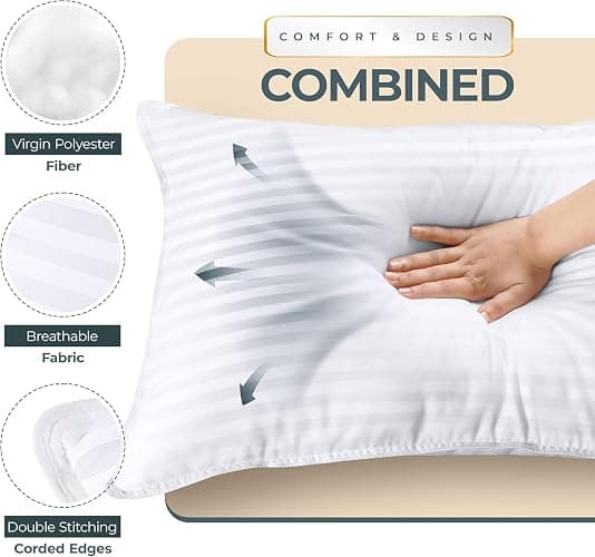 Utopia Bedding Bed Pillows for Sleeping Queen Size (White), Set of 4, Down Alternative Pillow for Sleeping, Cooling Hotel Quality Pillow Set for Back, Stomach or Side Sleepers thumbnail 5