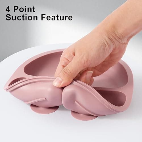 Eascrozn Silicone Feeding Set, 2 Pack Divided Toddler Plates with Suction, 2 Pack Utensils - Spoons & Forks, BPA Free, Baby Led Weaning Supplies thumbnail 6