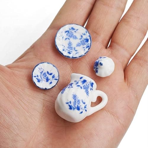 Odoria 1/12 Miniature Porcelain Tea Set 15Pcs Dollhouse Decoration Accessories, Grapes thumbnail 6