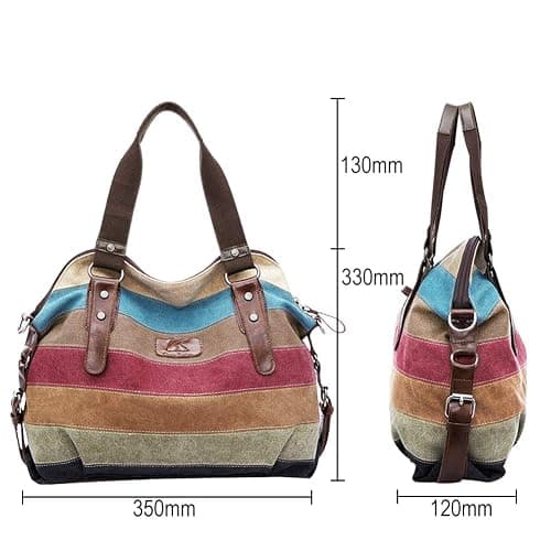 SNUG STAR Canvas Handbag Multi-Color Striped Lattice Cross Body Shoulder Purse Bag Tote-Handbag for Women thumbnail 7