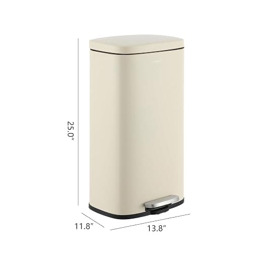 happimess HPM1011I Curtis 8-Gallon Step-Open Trash Can, Fingerprint Resistant, Modern, Minimalistic for Home, Kitchen, Laundry Room, Office, Bedroom, Bathroom, Limestone Beige - Limestone Beige thumbnail 3