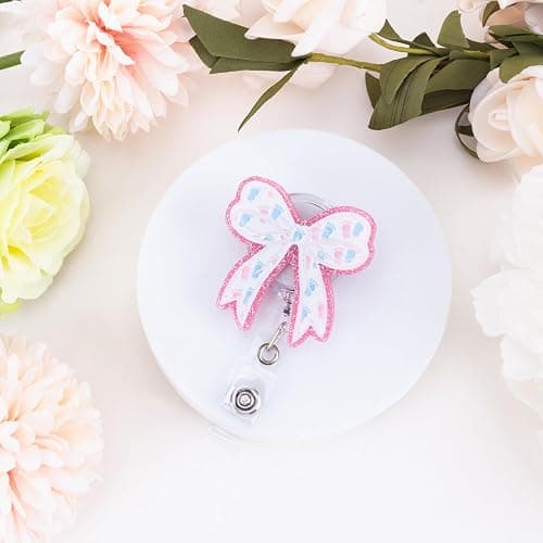 Kimoli Funny Nursing Badge Reel Cute Bow Labor and Delivery Nurse Badge Reel Pink Id Card Holder with Clip for Rn Doctor Healthcare Teacher Nurse Gifts thumbnail 2