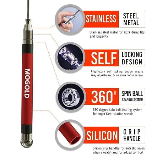 MOGOLD 2-in-1 Speed Rope: 2mm for Boxing/MMA & 3mm for CrossFit - Tool-Free Adjustable Cable System with Dual Bearings - Sweatproof Hybrid Grip for High-Intensity Training thumbnail 3