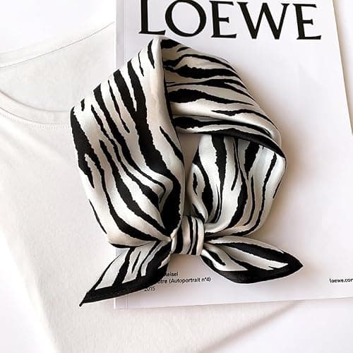 FEIBOON Mulberry Silk Scarfs Neck Scarf 21" Small Square Scarfs hair scarf bandana Neckerchief Headscarf for Women thumbnail 5